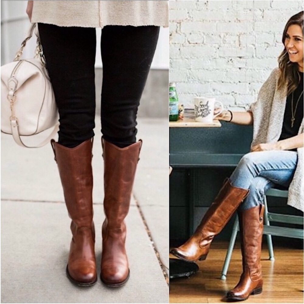 Women's Melissa Western Knee High Leather Boots Cognac Brown Woman’s Size 7B - Picture 15 of 15